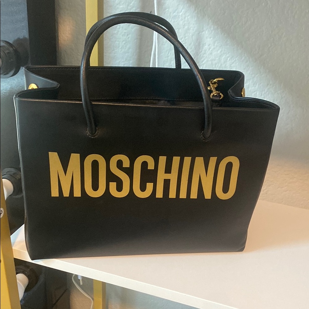 Moschino Black and Gold Tote Bag